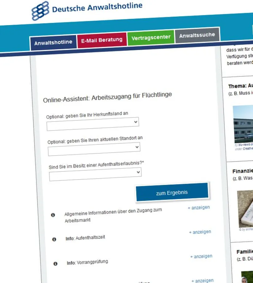 Der Online-Assistent für den Arbeitszugang von Flüchtlingen