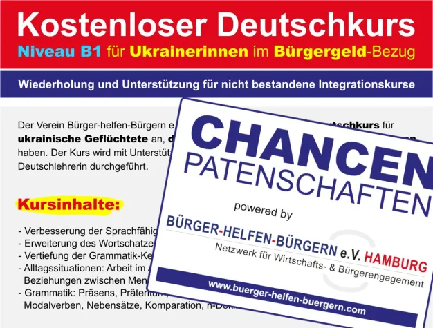 Bild: Kostenloser Deutschkurs – Niveau B1 – für Ukrainerinnen im Bürgergeld-Bezug