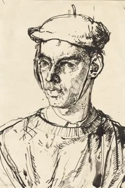Werner Tübke, Selbstbildnis, 1954, Feder, 42 x 28 cm