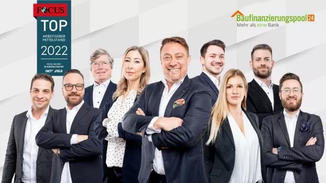 FOCUS-Business kürt Baufinanzierungspool24 zum Top-Arbeitgeber Mittelstand 2022 Bild: FOCUS-Business kürt Baufinanzierungspool24 zum Top-Arbeitgeber Mittelstand 2022
