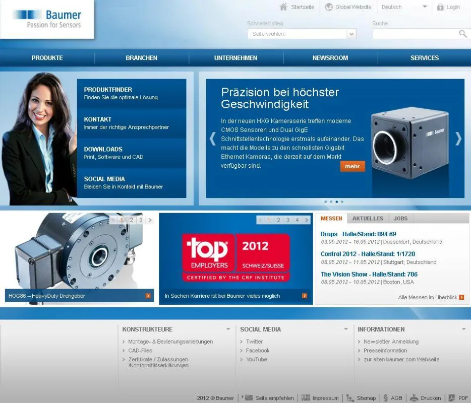 Baumer Group hat eine neue Website, realisiert durch die Marit AG www.marit.ag