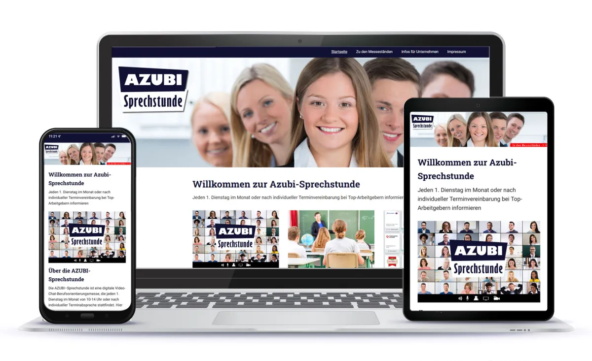 Die AZUBI–Sprechstunde ist eine digitale Video-Chat-Berufsorientierungsmesse (© Wolter-Rousseaux Media Gruppe)