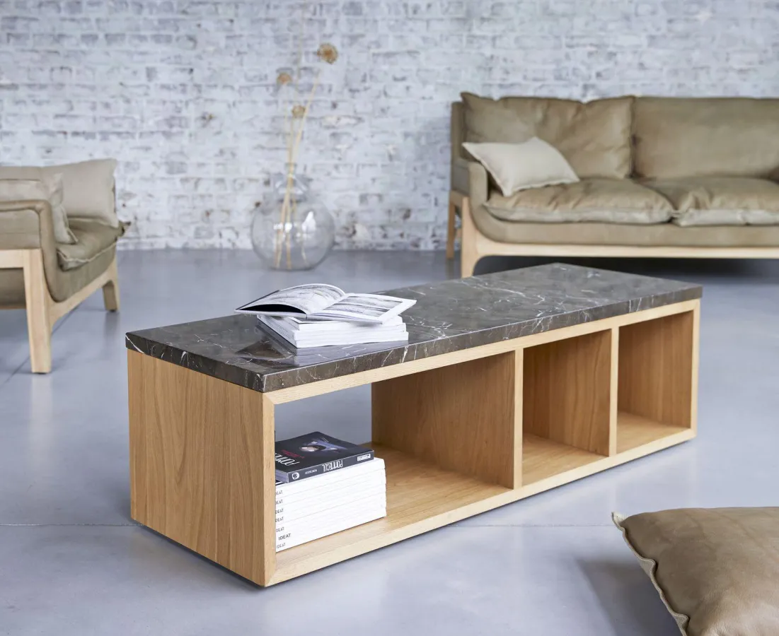 Couchtisch aus Eiche und Marmor, Eyota