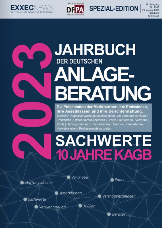 5. Ausgabe des „Jahrbuch der Deutschen Anlageberatung – Sachwerte“ von EXXECNES und DFPA (© EXXECNES / Deutsche Finanz Presse Agentur DFPA)
