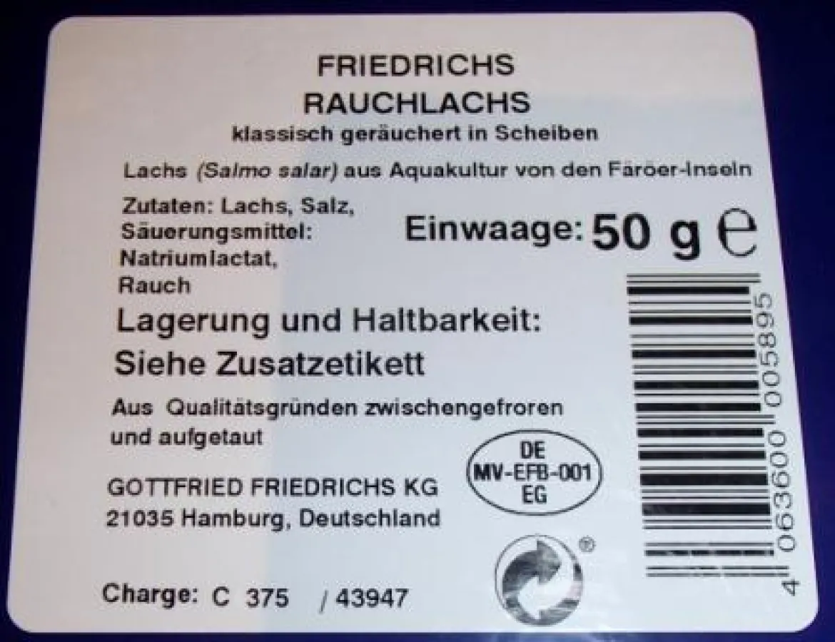 Friedrichs Etikett: Lachs von den Färöer-Inseln