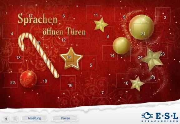 Sprachen öffnen Türen, der online Adventskalender von ESL Sprachreisen Bild: Sprachen öffnen Türen, der online Adventskalender von ESL Sprachreisen