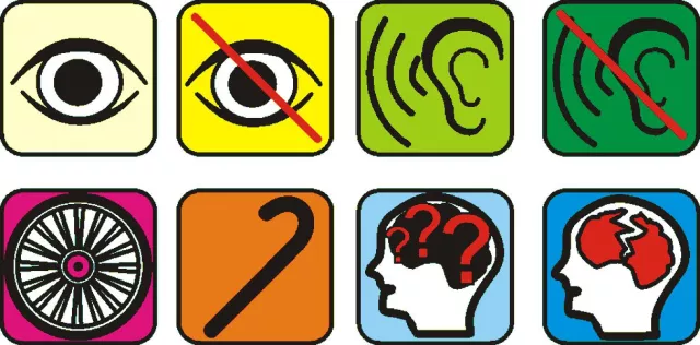 Bild: Barrierefreiheit: Symbole für alle Menschen mit Behinderungen