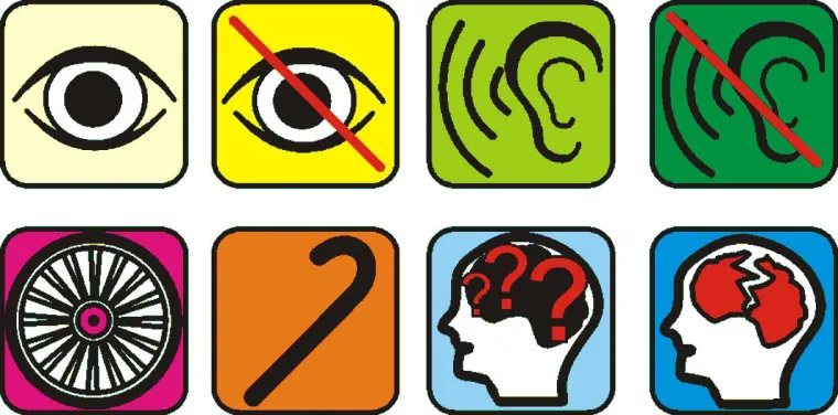 Bild: Barrierefreiheit: Symbole für alle Menschen mit Behinderungen
