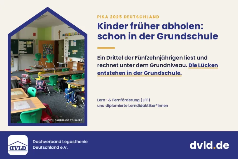 PISA 2025 Deutschland: DVLD rät, Lernlücken schon in der Grundschule zu schließen Bild: PISA 2025 Deutschland: DVLD rät, Lernlücken schon in der Grundschule zu schließen