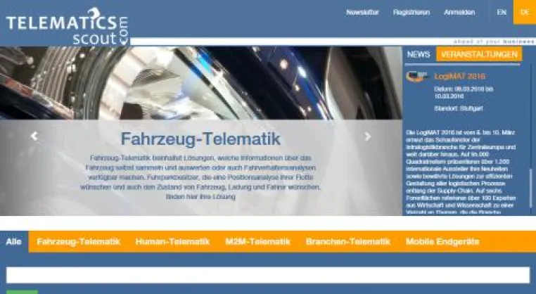Telematics-Scout.com: Bereits über 90 Anbieter auf dem Telematik-Marktpatz registriert Bild: Telematics-Scout.com: Bereits über 90 Anbieter auf dem Telematik-Marktpatz registriert