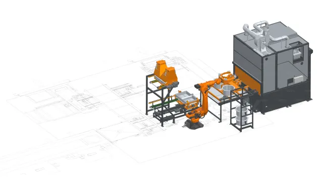Bild: Innovation: WMV realisiert Roboter Automatisierung für Planetary-Dip-Spin Beschichtungsanlage 