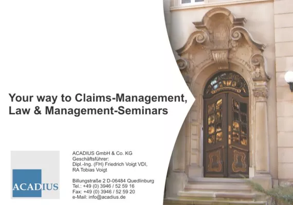 Bild: ACADIUS Claim Management Seminare / Inhouse-Seminarverzeichnis
