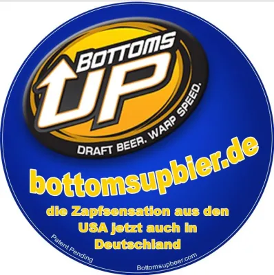 Bild: Bottoms Up Beer. Wir stellen das Zapfen auf den Kopf