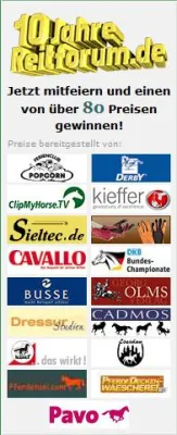 Reitforum.de feiert 10-jähriges Jubiläum – Gewinnspiel mit über 80 Preisen Bild: Reitforum.de feiert 10-jähriges Jubiläum – Gewinnspiel mit über 80 Preisen