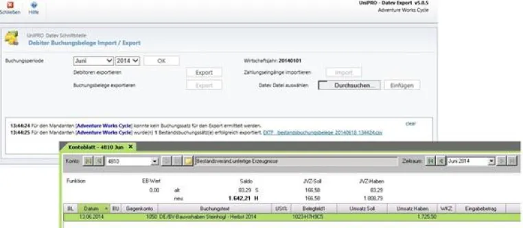 Bild: Bestandsveränderungen von Microsoft Dynamics CRM nach DATEV pro übergeben