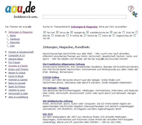 Bild: Neue Fach-Suchmaschine von aou.de sucht nur noch dort, wo der User es will