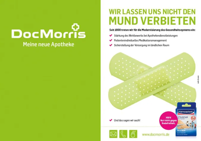 Bild: DocMorris Anzeige im Satiremagazin "Almanach" des Bundespresseballs 2013