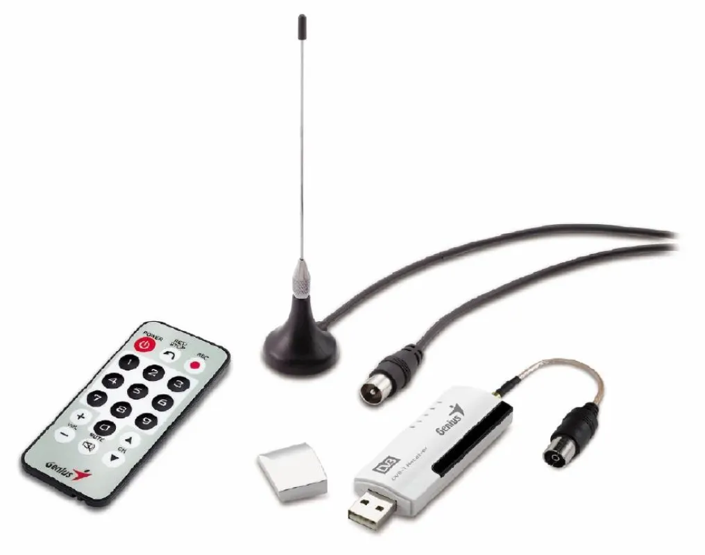 Genius DVB-T-Stick, Stabantenne und Fernbedienung