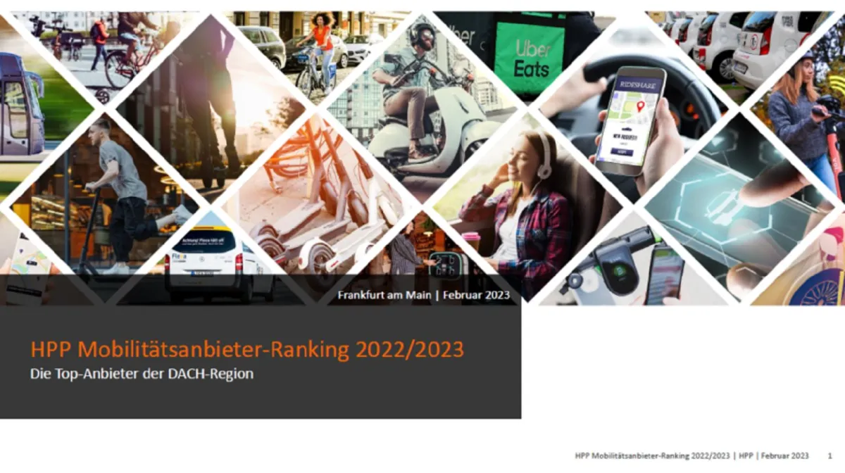 HPP Mobilitätsanbieter-Ranking 2022-23 (© HPP Harnischfeger, Pietsch & Partner Strategie und Marketingberatung GmbH)