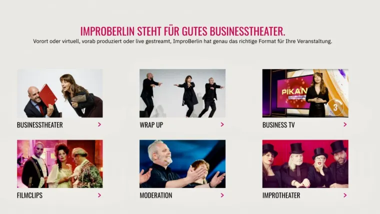 Bild: Neue WebSite der ImproBerlin GbR, Berlin: innovativ und hochwertig