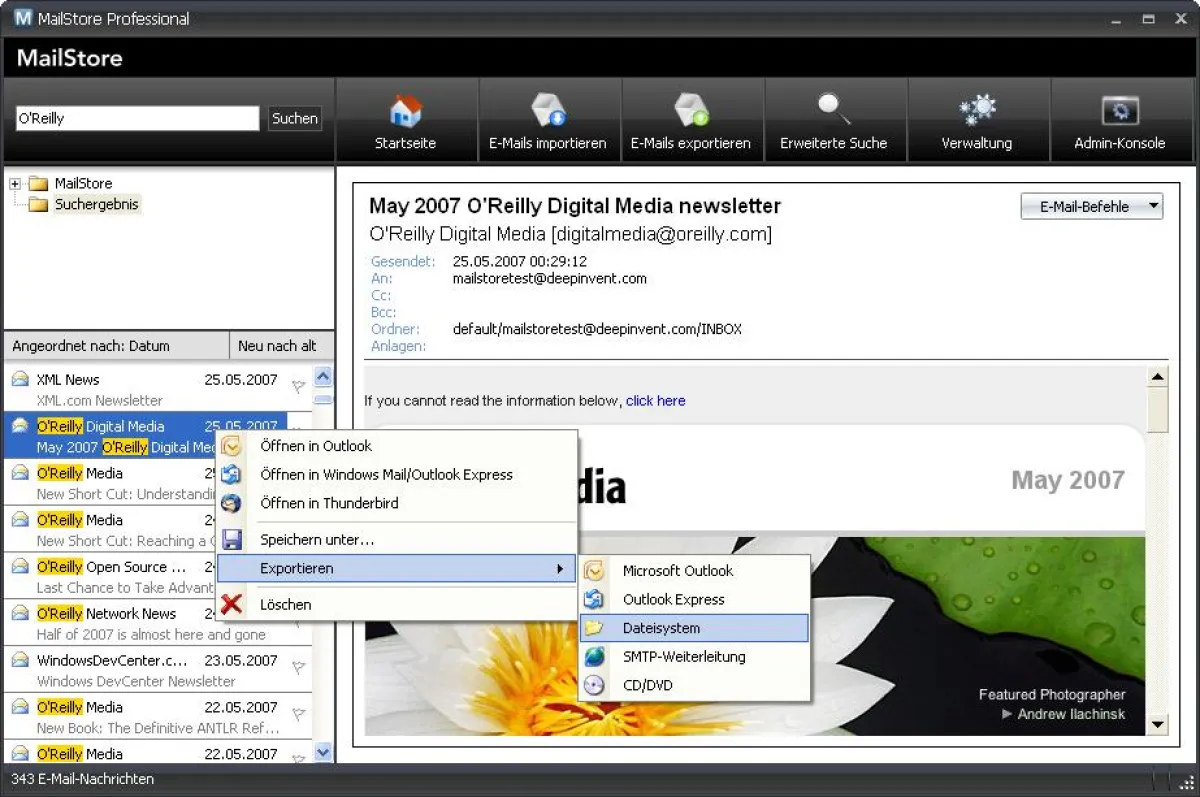 MailStore Professional Screenshot