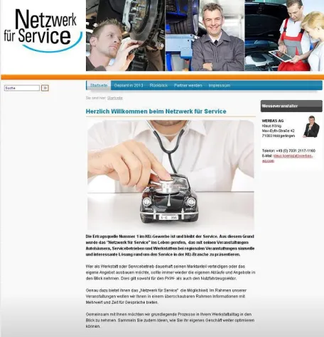 Bild: „Netzwerk für Service“ mit eigener Homepage