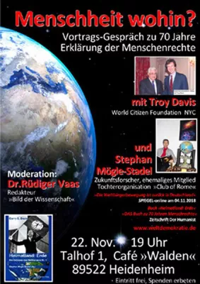 Bild: 22. November: Menschheit wohin? Troy Davis im Vortrag zu 70 Jahren Erklärung der Menschenrechte in Heidenheim
