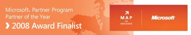 Bild: evidanza beim internationalen “Microsoft Partner of the Year Award 2008“ auf dem Siegerpodest