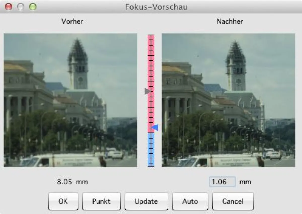 SilverFast 8 - Dialog der manuellen Fokus-Kontrolle