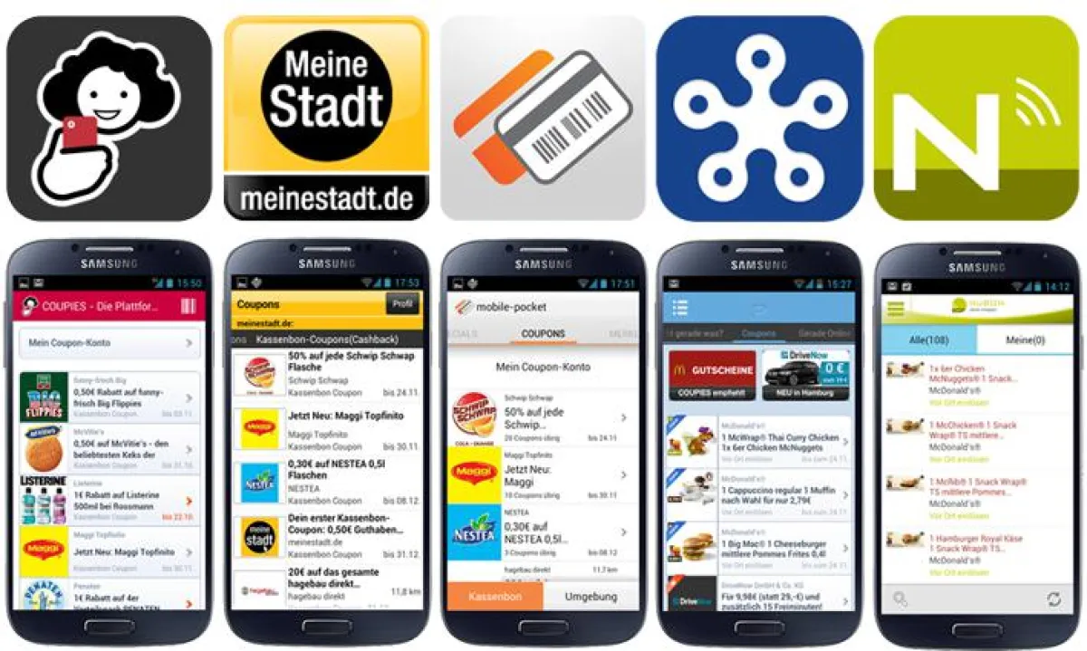 Anzeige der COUPIES-Coupons in den Partner-Apps
