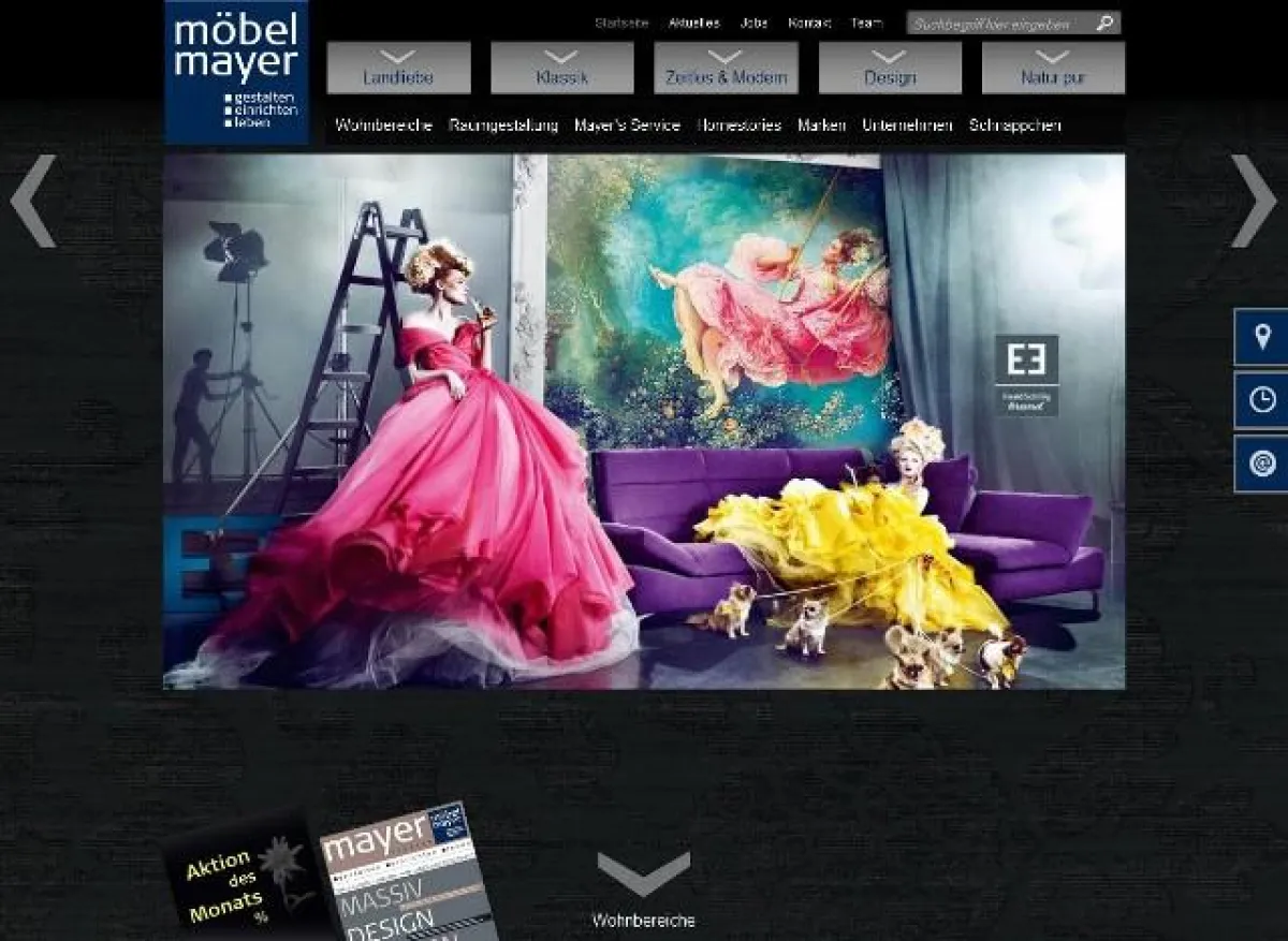 Stilvoll und edel präsentiert  sich möbel mayer im Internet