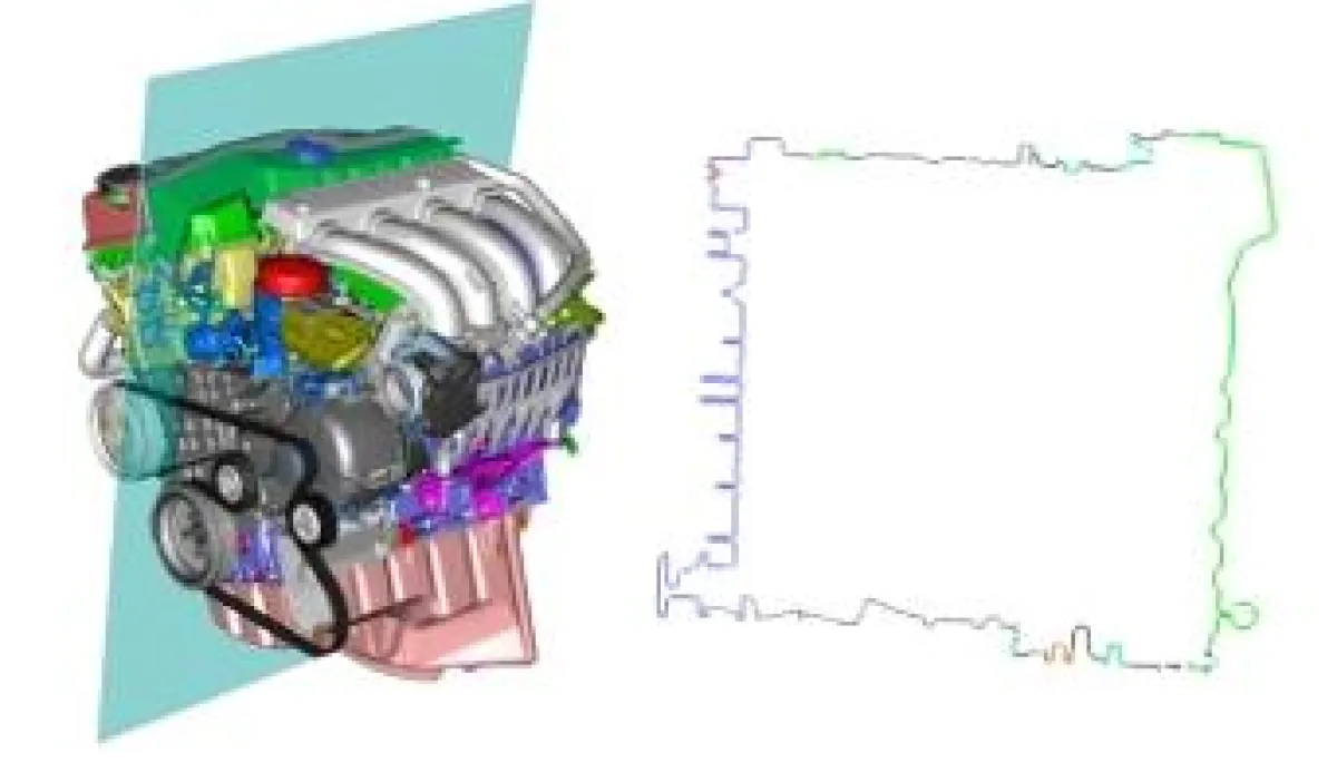 Farberhaltende Datenreduzierung (Entkernen) eines Motors (77% Reduzierung) mit Teraport-Modul DMU.SurfaceFilter
