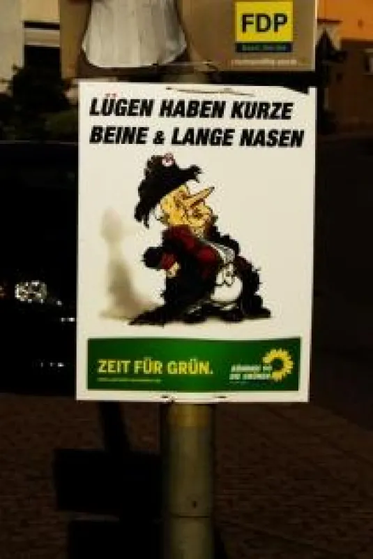 Wahlplakat der Saar Grünen im Landtagswahlkampf 2009 - Saar-Napoleon Oskar Lafontaine