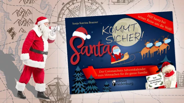 Bild: Coronaschutz im Advent mit dem farbenfrohen Familien-Adventskalender „Santa kommt sicher!“ Rätseln & Mitmachen