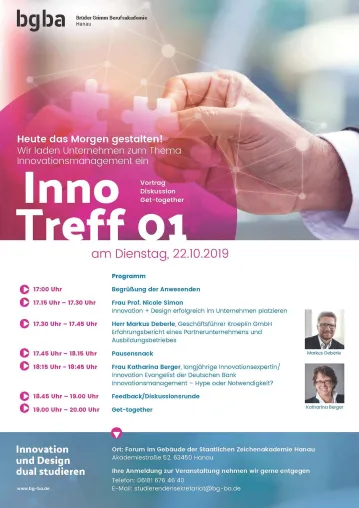 Einladung zum InnoTreff - "Innovationsmanagement - heute das Morgen gestalten" am 22.10.2019 Bild: Einladung zum InnoTreff - "Innovationsmanagement - heute das Morgen gestalten" am 22.10.2019