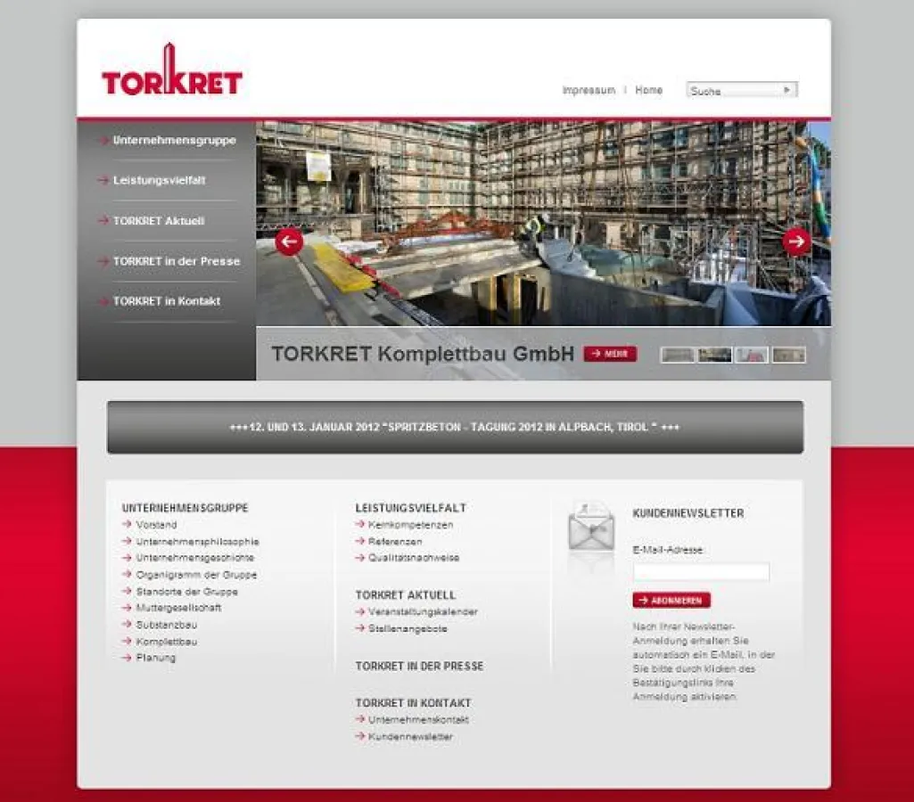 Ganz in Rot: move:elevator relauncht die Website der TORKRET Gruppe.