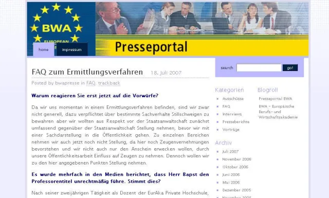 BWA - Europäische Berufs- und Wirtschaftsakademie St. Gallen AG veröffentlicht FAQ zu Ermittlungsverfahren Bild: BWA - Europäische Berufs- und Wirtschaftsakademie St. Gallen AG veröffentlicht FAQ zu Ermittlungsverfahren