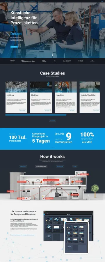 Screenshot der neuen Website detact.de