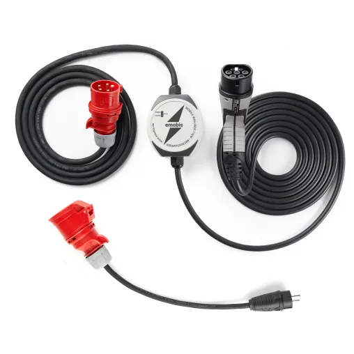 Bild: Alles was es braucht:  Die mobile Wallbox 11kW - Microcharger von emobis! 