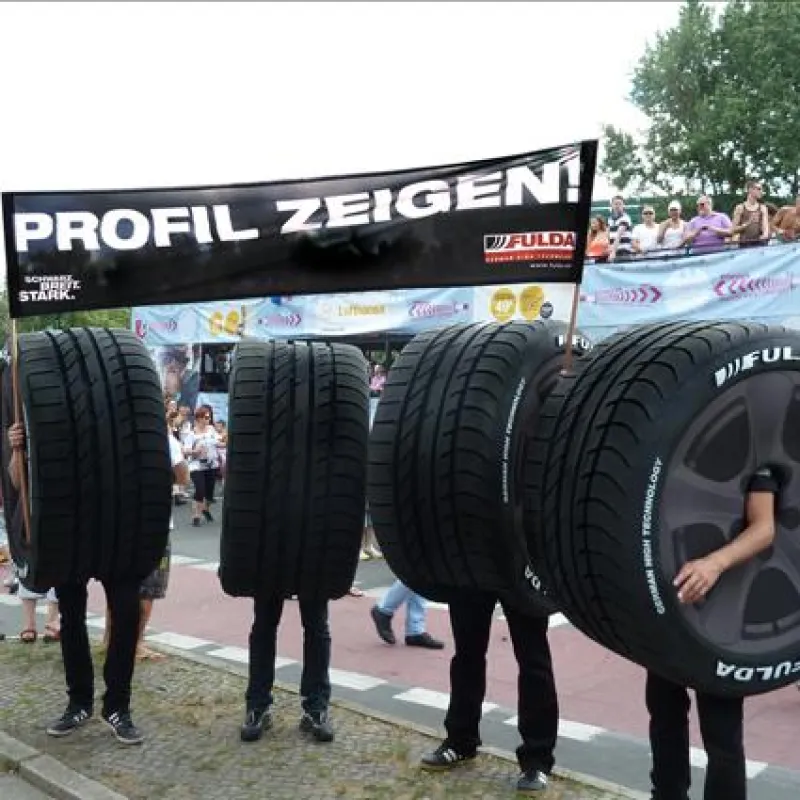Beim CSD in Berlin zeigte Fulda Reifen während der Parade Profil.