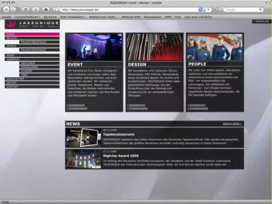 Bild: Website als Werkschau - JAZZUNIQUE inszeniert sich online