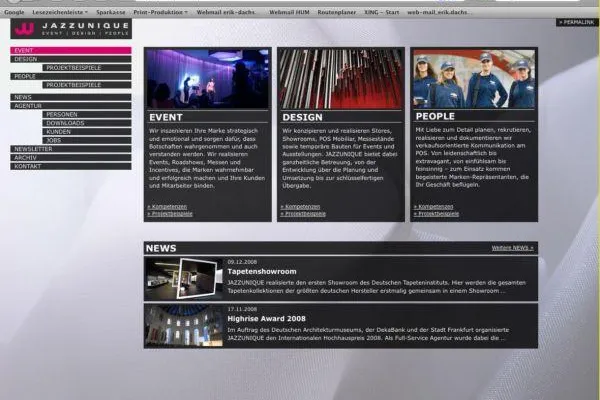 Website als Werkschau - JAZZUNIQUE inszeniert sich online Bild: Website als Werkschau - JAZZUNIQUE inszeniert sich online