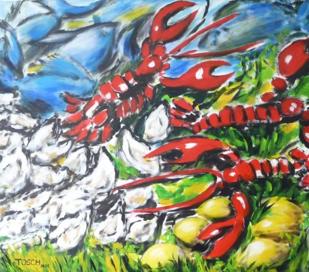 les fruits de mer, Acryl/Leinwand, 70x80 cm