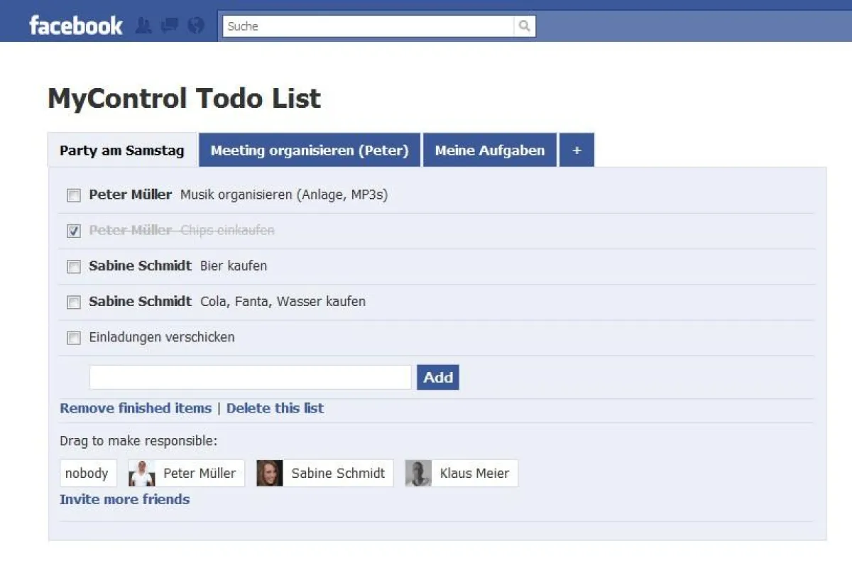 Screenshot der facebook App