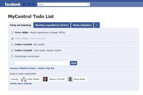 MyControl startet Facebook App "MyControl Todo List" Bild: MyControl startet Facebook App "MyControl Todo List"