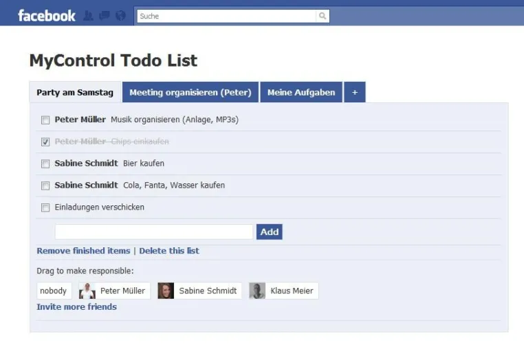 Bild: MyControl startet Facebook App "MyControl Todo List"