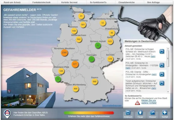 Bild: Wie sicher ist die Region, in der wir leben – Der neue deutschlandweite Gefahrenmelder von ABUS gibt Antworten