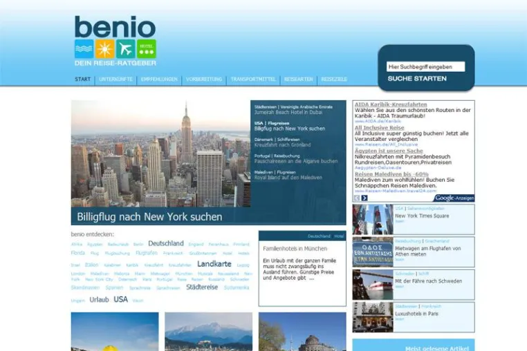 Bild: benio.de - der neue Reise-Ratgeber gestartet