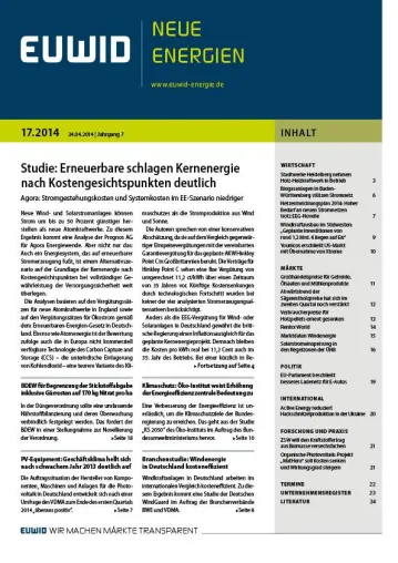 Bild: Studie: Erneuerbare schlagen Kernenergie nach Kostengesichtspunkten deutlich