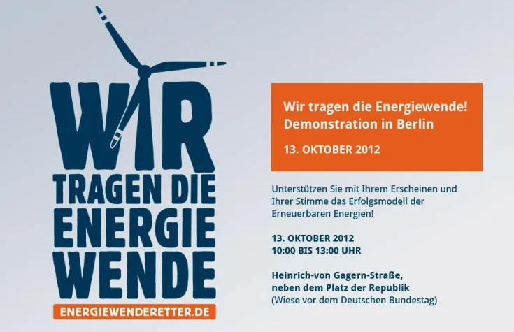 Bild: Energiewende retten. BWE Kundgebung am 13. Oktober 2012 in Berlin
